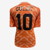 Camiseta de Futebol da Holanda Autografada por Ruud Gullit - Retrô Home 1988